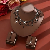 preiswerte Schmucksets-Schmuckset 3 Stück Strass Legierung Ohrringe Halskette Damen Elegant Vintage Mode Geometrisch Geometrisch Schmuck-Set Für Hochzeit Party Hochzeitsgast