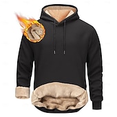 baratos Moletom com capuz de lã-Homens Moletom de lã Moletom com capuz de lã Sherpa Adamascado Preto Amarelo Vinho Azul Marinha Com Capuz Tecido Com Cordão Casual Diário Para Noite Poliéster Roupa de rua Casual Outono &amp; inverno