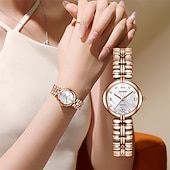 levne Quartz hodinky-Nové módní a trendy dámské hodinky Golden Shield jsou importovaný stroj s diamanty zdobeným kalendářem, retro tenký model s malým ciferníkem, vodotěsné, ležérní a sportovní, dámské, obchodní.