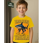 abordables Animaux 3D pour Garçon-T-shirt graphique pour garçon Tralalero Tralala Shark - T-shirt d&#039;été décontracté violet vif avec requin imprimé en 3D &amp;Baskets design respirant col rond manches courtes haut pour un usage quotidien