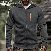 preiswerte Basic-Hoodies für Herren-Herren Kapuzensweatshirt Vollreißverschluss-Kapuzensweatshirt Schwarz Weiß Wein Armeegrün Marineblau Mit Kapuze Einfach Reißverschluss Tasche Sport &amp; Outdoor Täglich Ferien Polyester Streetwear Basic