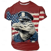 Per uomo Coccodrillo 3D USA Maglietta Manica Corta maglietta Stampa 3D Girocollo Camicia Moda Esagerato Quotidiano Feste Streetwear Casuale Nero Rosso Blu Estate Primavera Abbigliamento S M L XL XXL