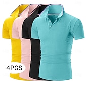 levne Pánské klasické polo-Pánské Golfová košile Polokošile Pique Obchod Ležérní Žebrovaný polo límec Krátký rukáv Módní Základní Pevná barva Knoflíky Vícebalení Léto Jaro &amp; podzim Celý rok Slim 1# 2# 3# 4# 5# 6# Golfová košile