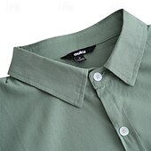 economico Vacanza-Per uomo Camicia Camicia di lino Camicia Estiva Abbigliamento da spiaggia Camicia con Bottoni Camicia cargo Tinta unica Vacanza Ferie Bianco Blu Verde Cachi Manica Lunga Bavero Estate Abbigliamento
