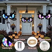 cheap Decorative Lights-Halloween Decorations Spooky Eyes Lights 21 Inch Large Wooden Halloween Window Eye Lights with 8 Color Modes and USB/Battery Operated for Home Wall Window Trees Halloween Decor