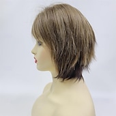 baratos peruca mais velha-Peruca bob curta de 10 polegadas, estilo natural, marrom, lisa, para festa diária, para mulheres
