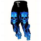 economico pantaloni da jogging-Pantaloni Sportivi Costumi Teschi da Uomo Joggers Pantaloni Vita Media elastica Casual Jogging Abbigliamento da Strada Allenamento Pantaloni Sportivi con Tasche Primavera Autunno 3D Stampati Neri