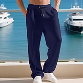 ieftine Picior drept-Bărbați Pantaloni Sport Pantaloni Pantaloni de sport cu picior drept Pantaloni Waffle Cordon Buzunar Talie elastică Simplu Confort Sport exterior Zilnic Modă Casual Negru Alb Micro-elastic
