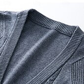 preiswerte Herren Strickjacke-Herren Pullover Kleid Pullover Strickjacke Strickpullover Gerippt Stricken Normale Oberteile Gestrickt Gerippt Einfach V Ausschnitt Mode Schals Geschäft Lässig Bekleidung Frühling Herbst Marineblau