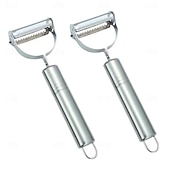 رخيصةأون أدوات وأجهزة المطبخ-مقشرة خضراوات من الفولاذ المقاوم للصدأ قطعتين &amp;قطاعة – أداة مطبخ متعددة الأغراض للبطاطس والفواكه &amp;أكثر من ذلك، قطاعة ذات شفرة حادة لتحضير الوجبات، مثالية لعيد الشكر &amp;هدية عيد الميلاد