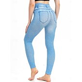  Naisten Leggingsit Ahdistuneet farkut Loma Vintage Vapaa-aika Täyspitkä Korka vyötärö Kukka Perhonen Elastinen vyötärönauha Tulostus Pehmeä Mukava Elastinen ulko- Katu Sininen taivaan sininen Kes