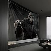 זול שטיחי קיר-גוֹבּלֶן באנרים שטיחי קיר שלד גותי פאנק אפל מסיבה חֲדַר שֵׁנָה רקעים לצילום עיצוב הבית