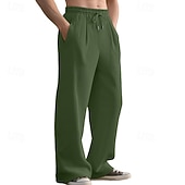 お買い得  スウェットパンツ-男性用 スウェットパンツ ズボン バギーパンツ ニットパンツ オープンボトムスウェットパンツ ドローストリング 弾性ウエスト 平織り 吸汗性 高通気性 全長 アウトドア カジュアル 日常 ファッション ストリートファッション ブラック グリーン 伸縮性あり