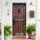 cheap Garage &amp; Door Banners-Door Cover Outdoor Banners Castle Door Vintage Medieval 3D Bedroom Living Room Dorm Front Door Home Decor