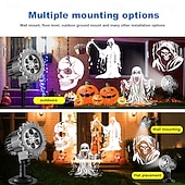 voordelige Projectorlampen-1 stuk Halloween buiten stereoscopisch projectielicht met hoge helderheid, skelet reaper grondplug in wandlamp, verticale festivalsfeer decoratieve verlichting US/EU/UK/AU plug