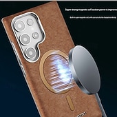 halpa Samsung-kotelot-puhelin Etui Käyttötarkoitus Samsung Galaxy S25 Ultra Plus S24 Ultra Plus S23 Ultra Takakuori Tukee langatonta latausta Iskunkestävä Retro TPU PU-nahka