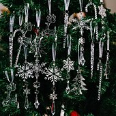 ieftine Ornamente-18 ornamente de cristal pentru brad de Crăciun - ornamente de cristal acrilice suspendate în formă de țurțuri de zăpadă de Crăciun pentru brad de Crăciun, articole de petrecere de iarnă pentru Anul
