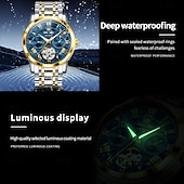 levne Mechanické hodinky-OLEVS Muži mechanické hodinky kreativita Sportovní Módní Hodinky na běžné nošení Automatické natahování Svítící Věčný kalendář Kalendář Ocel Hodinky