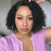 economico Parrucche lace front capelli veri-Parrucche glueless da indossare e usare, parrucche ricce pre-pizzicate in capelli umani, parrucche frontali in pizzo per principianti, parrucche glueless pre-tagliate in pizzo 4x4 senza colla per