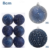 クリスマスツリーボールオーナメント12個、8cm/3.15インチのクリスマスデコレーション、グリッターペイント吊り下げセット お買い得  装飾品-クリスマスツリーボールオーナメント12個、8cm/3.15インチのクリスマスデコレーション、グリッターペイント吊り下げセット