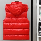 economico Gilet Puffer da Uomo-Per uomo Gilet imbottito Gilet Vacanza Quotidiano Data Moda Casual Autunno &amp; Inverno Tasca Nylon Caldo Confortevole Tinta unica Cerniera Con Cappuccio Vestibilità regolare Argento Nero Rosso Argento