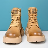 abordables Bottes de travail-Bottines décontractées marron clair pour homme avec fermeture éclair – bottes tendance en similicuir pour les aventures en plein air et les tenues décontractées