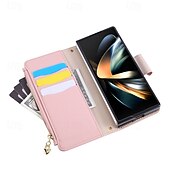 Недорогие Чехлы для Samsung-телефон Кейс для Назначение SSamsung Galaxy Z-образный сгиб 7 Z-сгиб 6 Z Fold 5 Z Fold 4 Кейс на заднюю панель с ремешком Откидная подножка Разъем для карты Ретро ТПУ Кожа PU
