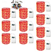 economico Striscie luci a batteria-10 pezzi 5m/16,4ft 50 perline a led luci a stringa per Halloween Natale matrimonio San Valentino festa atmosfera interna ed esterna decorazione stringa di luci scatola batteria AAA funzione timer