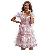 abordables Mujeres-Mascarada Oktoberfest Vestidos Traje de cosplay Trachtenkleader Mucama Vestidos Alemán Munich prados Mujer Víspera de Todos los Santos Vestido Paño de estilo tradicional Blusa Vestido Delantal