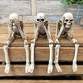levne Halloweenové závěsné a stolní dekorace-3 ks halloweenská simulace krbu, kombinace lebek, halloweenské sochy, vidět, mluvit, slyšet, žádné zlo, kostlivé figurky, realistické dekorace lebek pro domov, strašidelný dům, halloweenská párty