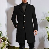 preiswerte Herren-Blazer &amp; -Anzüge-Herren Mantel Trenchcoat Langer Trenchcoat Urlaub Täglich Herbst Winter Polyester Winddicht Warm Oberbekleidung Bekleidung Mode Klassisch Einfach Tasche Revers Einreihig