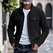 preiswerte Lässige Jacken-Herren Leichte Jacke Cordjacke Freizeitjacke Urlaub Täglich Atmungsaktiv Tasche Frühling Herbst Einfach Mode Klassisch Revers Regulär Schwarz Braun Hellgrau Armeegrün Aprikose Jacken