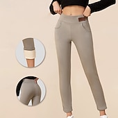 halpa Jooga-leggingsit ja sukkahousut-Naisten Sherpa-housut Talvi Lämmin Paksu Leggingsit Fleece-vuoratut Korka vyötärö Kuntosali Urheilu Pilates Alaosat Yhtenäinen väri 1# 2# 3# Talvi Urheilu Urheiluvaatteet