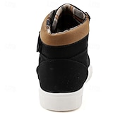 cheap Men&#039;s Sneakers-Men&#039;s Tan Faux Leather High-Top Sneakers with Lace-Up Design, Stylish Casual Shoes for Walking, Work and Weekend Outfits