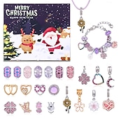 cheap Advent Calendar-Christmas Advent Calendar Bracelets 2025 for Girls, 24 Days DIY Jewelry Making Kit with 22 Charm Beads and 2 Adjustable Bracelets, Xmas Countdown Gift for Kids Teens Women