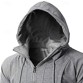 abordables Sudadera con capucha de vellón-Hombre Sudadera Sudadera con capucha y cremallera completa Sudadera con capucha de lana Rojo tinto Negro Verde Ejército Azul Marino Caqui Con Capucha Plano Retazos Deporte Casual Diario Ropa de calle