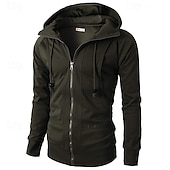 abordables Sudadera con capucha de vellón-Hombre Sudadera Sudadera con capucha y cremallera completa Sudadera con capucha de lana Rojo tinto Negro Verde Ejército Azul Marino Caqui Con Capucha Plano Retazos Deporte Casual Diario Ropa de calle