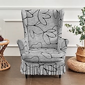 economico Rivestimento sedia wingback-Copripoltrona con schienale alto - copripoltrona in poliestere con stampa floreale/a righe/geometrica, elasticizzati, con fondo antiscivolo, adatti alla maggior parte delle poltrone