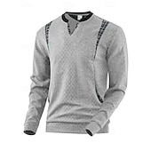 billige Basic gensere-Herre Genser Svart Hvit Navyblå Kakifarget Grå V-hals Fargeblokk Jacquardvevnad Lapper Sport &amp; Utendørs Daglig Ferie Polyester Gatemote Grunnleggende Fritid Vår Høst Klær Gensere Gensere