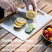 cheap Cooking Utensils-Premium Titanium Alloy Cutting Boards Double-Sided Food-Grade Titanium Cutting Boards for Kitchen Dishwasher Safe Camping Charcuterie Cutting Board Mat for Fruit, Meat &amp; Outdoor BBQ Party