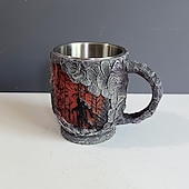 Недорогие Кружки и чашки-Кружка из смолы с изображением лесного пожара в виде бигфута, винтажная 3D кружка с изображением бигфута, кружка для кофе на открытом воздухе, кружка для костра, кружка для кемпинга, кухни, для