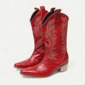 economico Stivali in pelle di alta qualità-stivali da cowboy rossi da uomo in stile western – stivali da cowboy in pelle ricamati per concerti country, rodei e street style all&#039;avanguardia