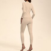 economico Set e Tutine-Per donna Tempo freddo in alto e in basso Strato di base superiore e inferiore Underwear Set termica Inverno Molto spesso Tinta unica Completo Abbigliamento Bianco latte Rosa scuro Palestra Pilates