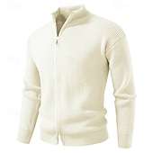 preiswerte Herren Strickjacke-Herren Pullover Kleid Pullover Strickjacke Reißverschluss-Pullover Strickpullover Gerippt Stricken Normale Oberteile Gestrickt Gerippt Einfach Stehkragen Mode Schals Lässig Alltagskleidung Bekleidung