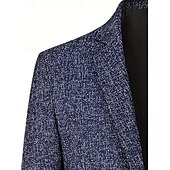 baratos Blazer-Homens Jaqueta Blazer Colar de entalhe Moda Cor Sólida Blazer Azul Escuro Fino Dois botões de peito simples