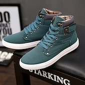 cheap Men&#039;s Sneakers-Men&#039;s Tan Faux Leather High-Top Sneakers with Lace-Up Design, Stylish Casual Shoes for Walking, Work and Weekend Outfits