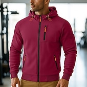 economico Felpa Tattica-Per uomo Felpa con cappuccio Felpa con cappuccio a zip intera Felpa con cappuccio in pile Felpa con cappuccio tattica Nero Bianco Borgogna Blu marino Blu Con Cappuccio Semplice Cerniera Sport