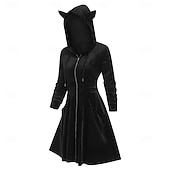 cheap Dresses-Punk &amp; Gothic Dress Hoodie Little Devil Horn Velvet Zip-Up Fancy Dress Women's Halloween Carnival Performance Party Adults' Dress Fall Winter