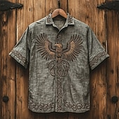 Men's Tree Of Life Shirt Summer Shirt Casual Shirt Short Sleeves Hawaiian Casual Resort Vacation Daily Wear Going out Summer Lapel Print Brown Gray4
