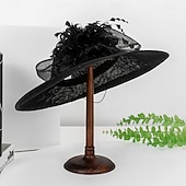 billiga Festhattar-hattar Fjäder Tyg Solhatt Bröllop Helgdag Tebjudning Hästrace cocktail Elegant Vintage Solskydd Med Fjäder Hårbonad Huvudbonader